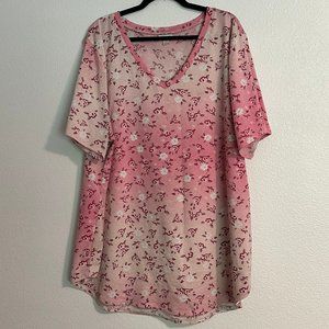 LuLaRoe - Iris Shirt, Pink and white flowers 3XL